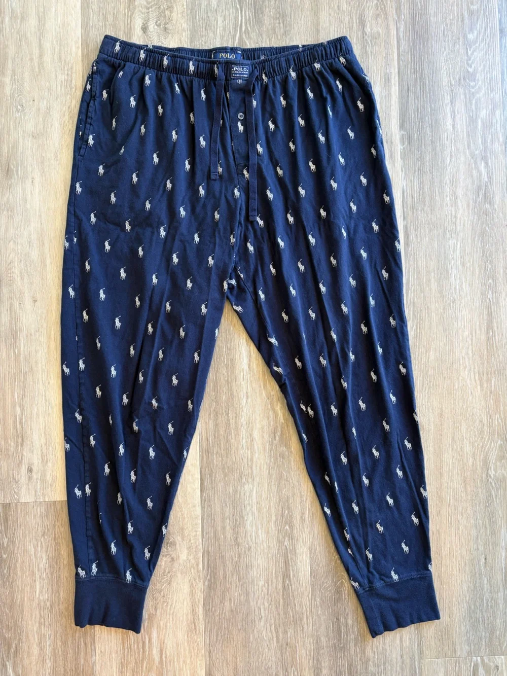 Polo by Ralph Lauren Navy All-Over Logo Joggers for Men size XL